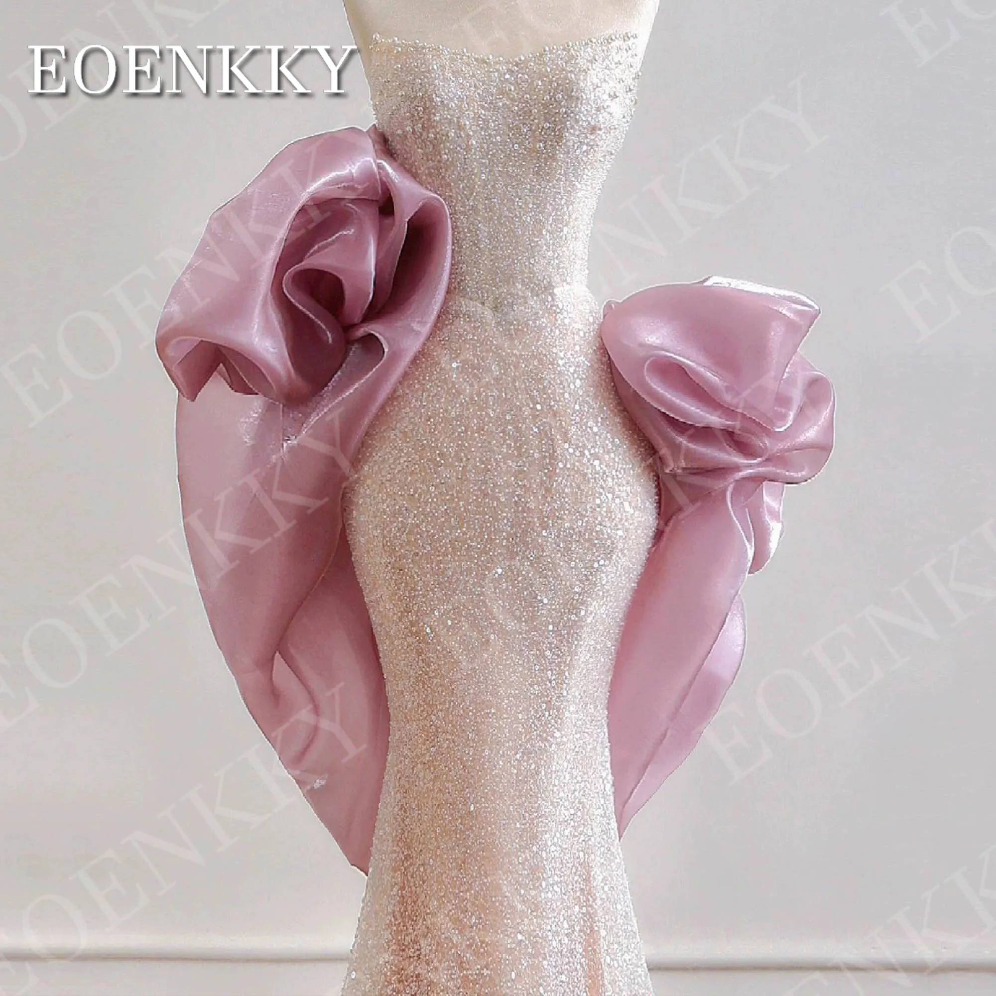 EOENKKY Luxuriöse Meerjungfrau-Abendkleider trägerlose Ballkleider Pailletten Perlen Partykleid schulterfrei maßgeschneidert Luxus Meerjungfrau Abendkleider armreifenlose Ballkleider Paillette Perlen Party Kleid von de