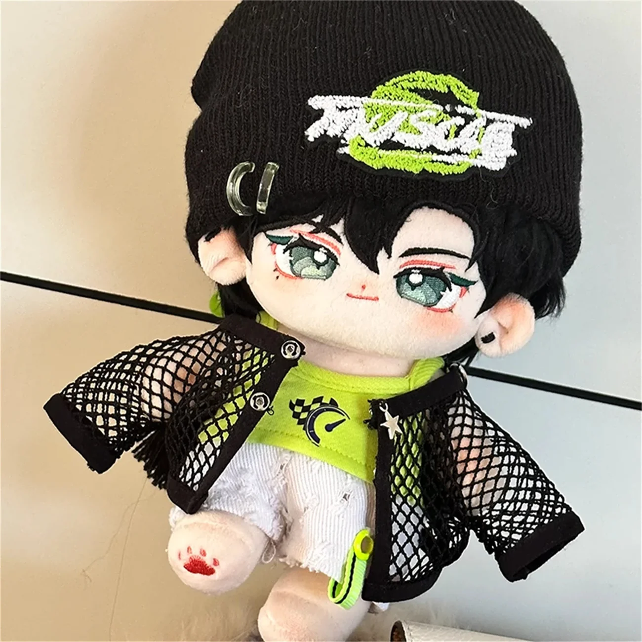 Kpop Star Idol Street Shoot Hip-hop Cool Guy Boy Green Fashion Costume Stuffed Plushie 20cm Doll Clothes Clothing MN