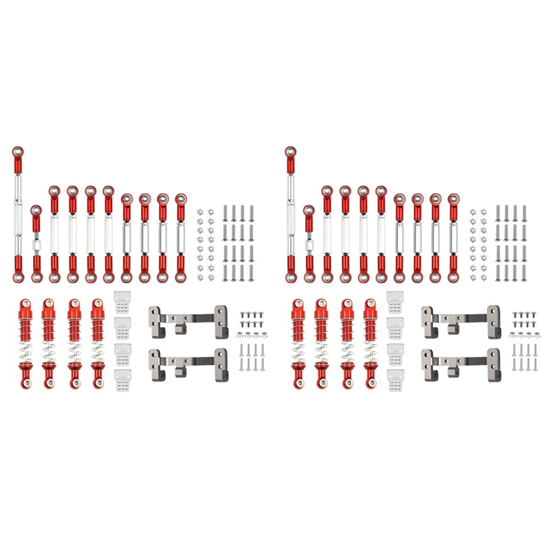 2X Metalen Stuur Link Staaf Trekstang Mounts Schokdempers Set Voor WPL C14 C24 C24-1 1/16 RC Auto Upgrade Onderdelen,1
