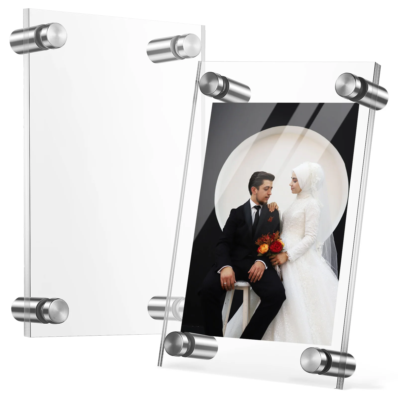 

1Set Clear Acrylic Picture Frame Transparent Dual-Use Design Sturdy Resistant to Wear Modern Tabletop Photo Display
