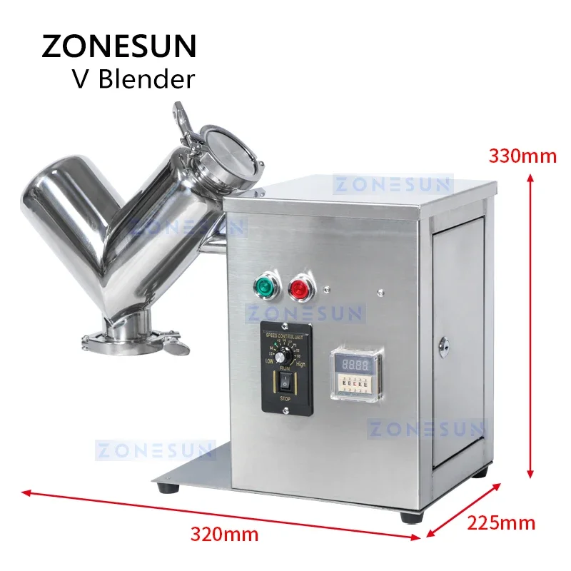 ZONESUN ZS-V2 Powder Mixing Machine Stainless Dry Powder Mixer Blender For Pills Candy Tablet Vitamin House Blending Machine