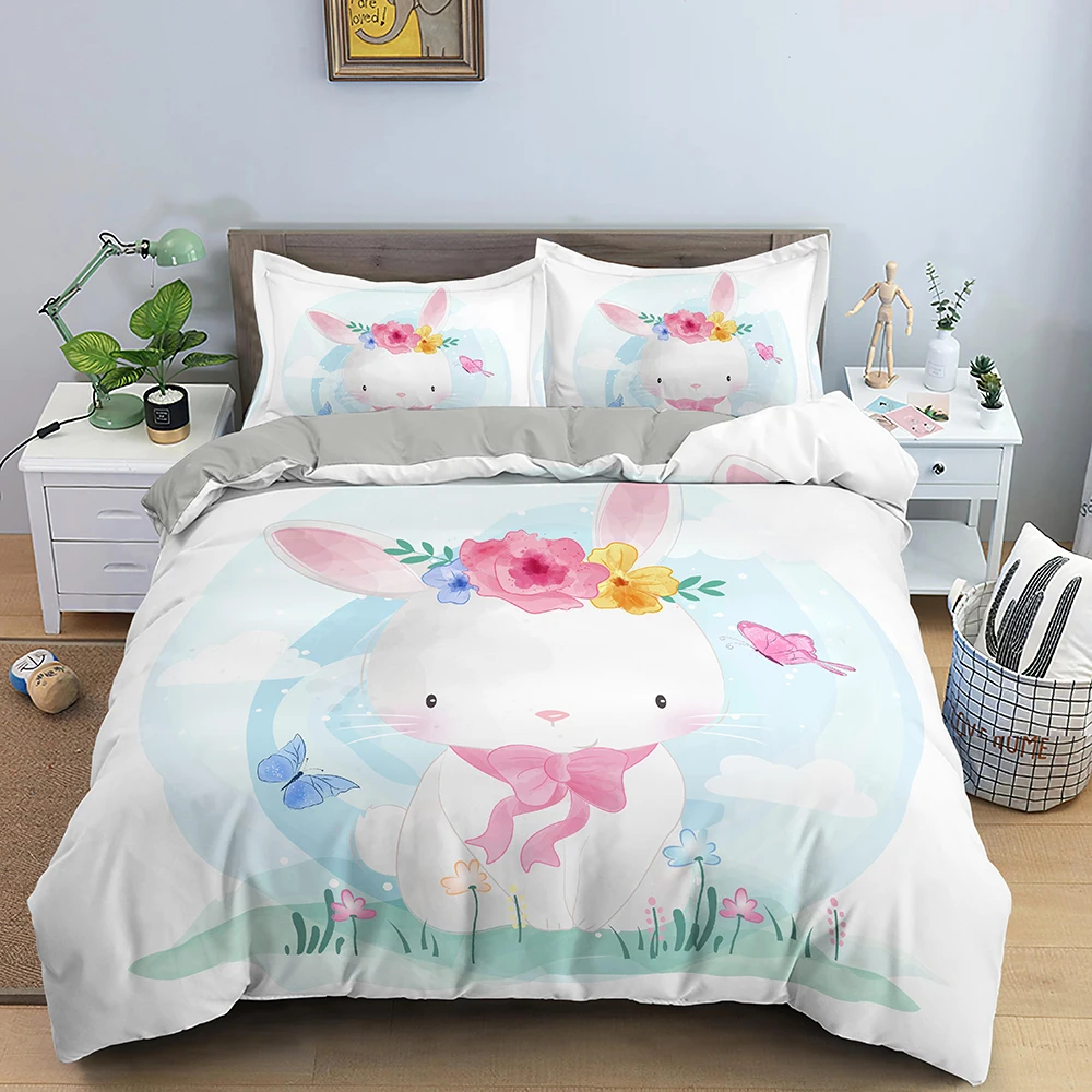 Cartoon Animal Duvet Cover Set Kids Lion Hippo Giraffe Pattern Bedding Set Polyester Single Twin Queen King Size Comforter Cover