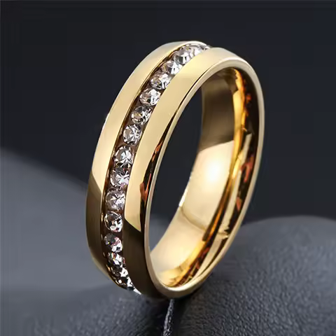 Modyle New Fashion CZ Stones Ring for Women Punk Vintage Gold Silver Color Stainless Steel Crystal Finger Band Elegant Jewelry