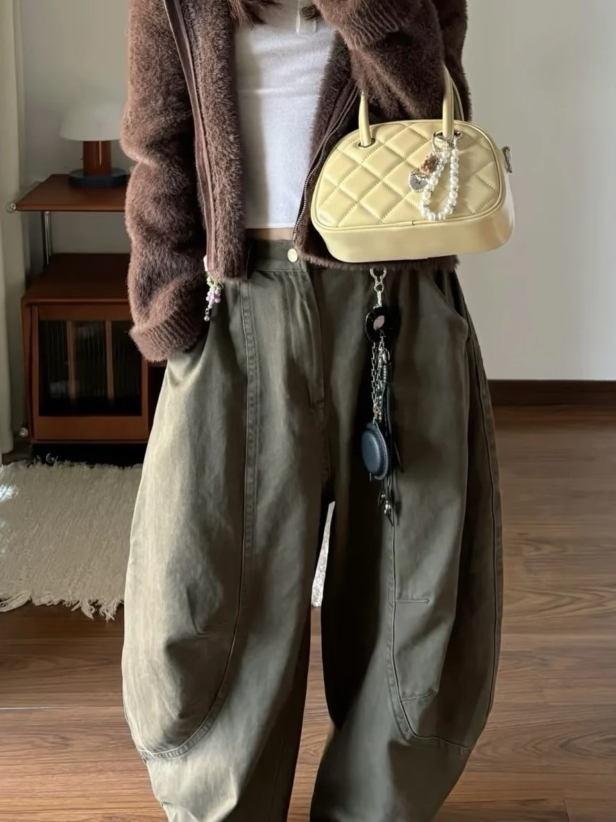 

Ретро-брюки-кюлоты из денима с широкими штанинами, свободного кроя, двухцветные, универсальный силуэт, длиной в пол, повседневные брюки-кюлоты