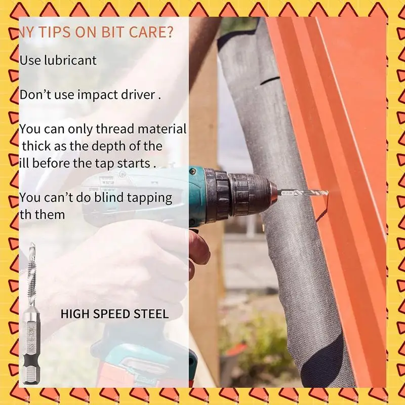 

A008 Набор сверл и метчиков с шестигранным хвостовиком SAE, набор комбинированных сверл и метчиков HSS 4341, сверло для удаления заусенцев