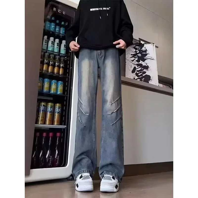 

Letter Jeans Hip Hop Ins Trendy High Street Fashion Handsome Trousers Korean Popular Clothes Y2k Pants Men's Jeans for Man Baggy