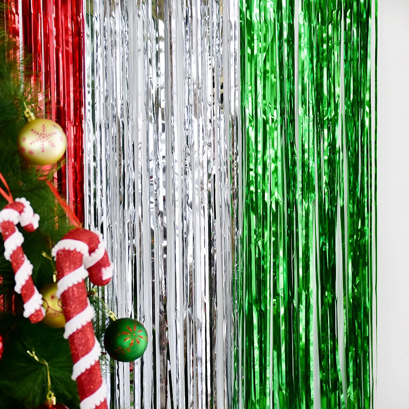 2M Christmas Tassel Rain Curtain Merry Christmas Decoration For Home 2024 Xmas Party Ornament Happy New Year Gift Navidad Supply