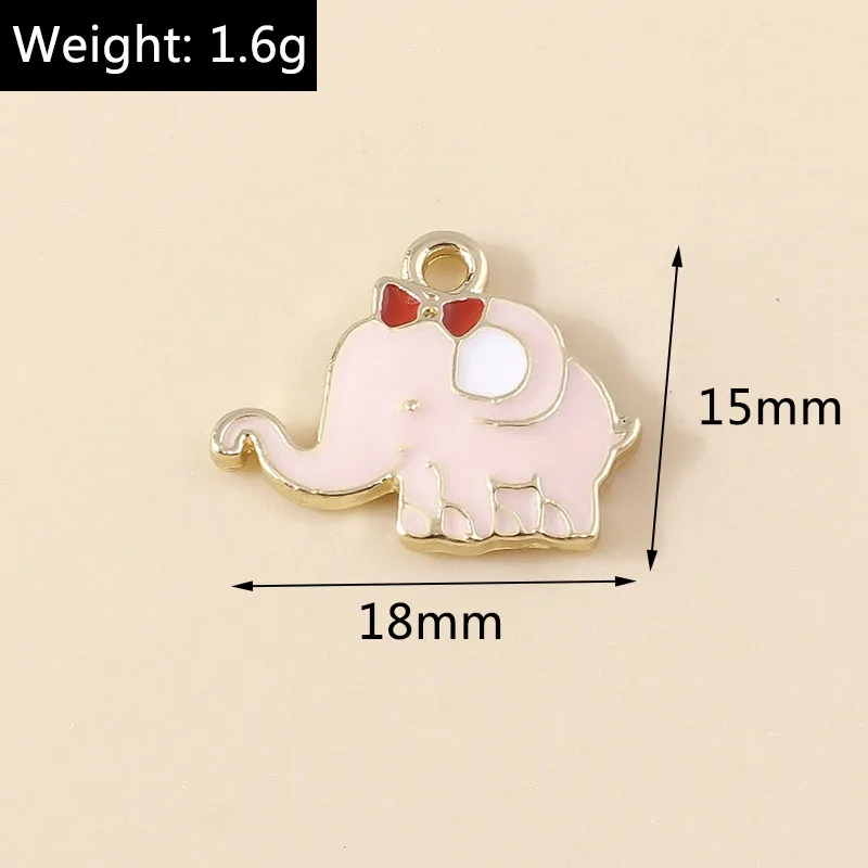 Leslie 10 Stück Emaille-Elefant-Charms-Anhänger für Armbänder, Ohrringe, handgefertigte Schmuckstücke, DIY-Halskettenherstellung, Zubehör – Detail 1