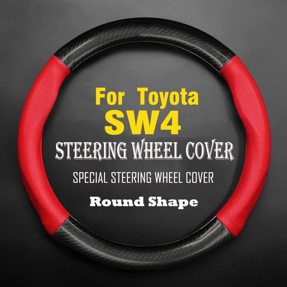 

Car Steering Wheel Cover Anti-Slip Black Leather Carbon fiber Original Steering Wheel Special For Toyota SW4 Car Accessories