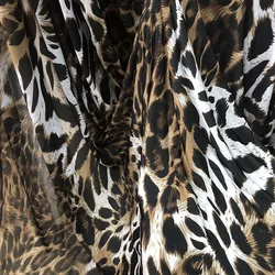 Ice Silk Polyester Spandex Leopard Print Fabric Thin Top Latin Dance Tight Shirt Leggings Fashion Four Sided Elastic Fabric