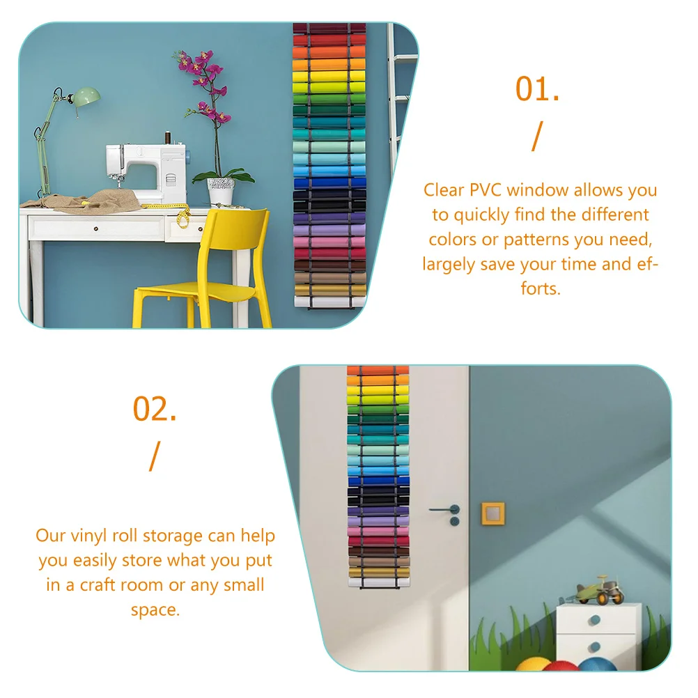 

Roll Storage Hanging Bag Vinyl ganizer Craft Room Pockets Thickened PVC Compartments Oxford Cloth Clear Window Save
