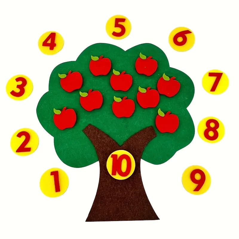 1 Stück DIY Filz-Apfelbaum, Zahlen-Apfelbaum, Lernbrett, Vlies-Filzbaum, Schulaktivitäten, Party-Dekoration zum Schulanfang – Detail 5