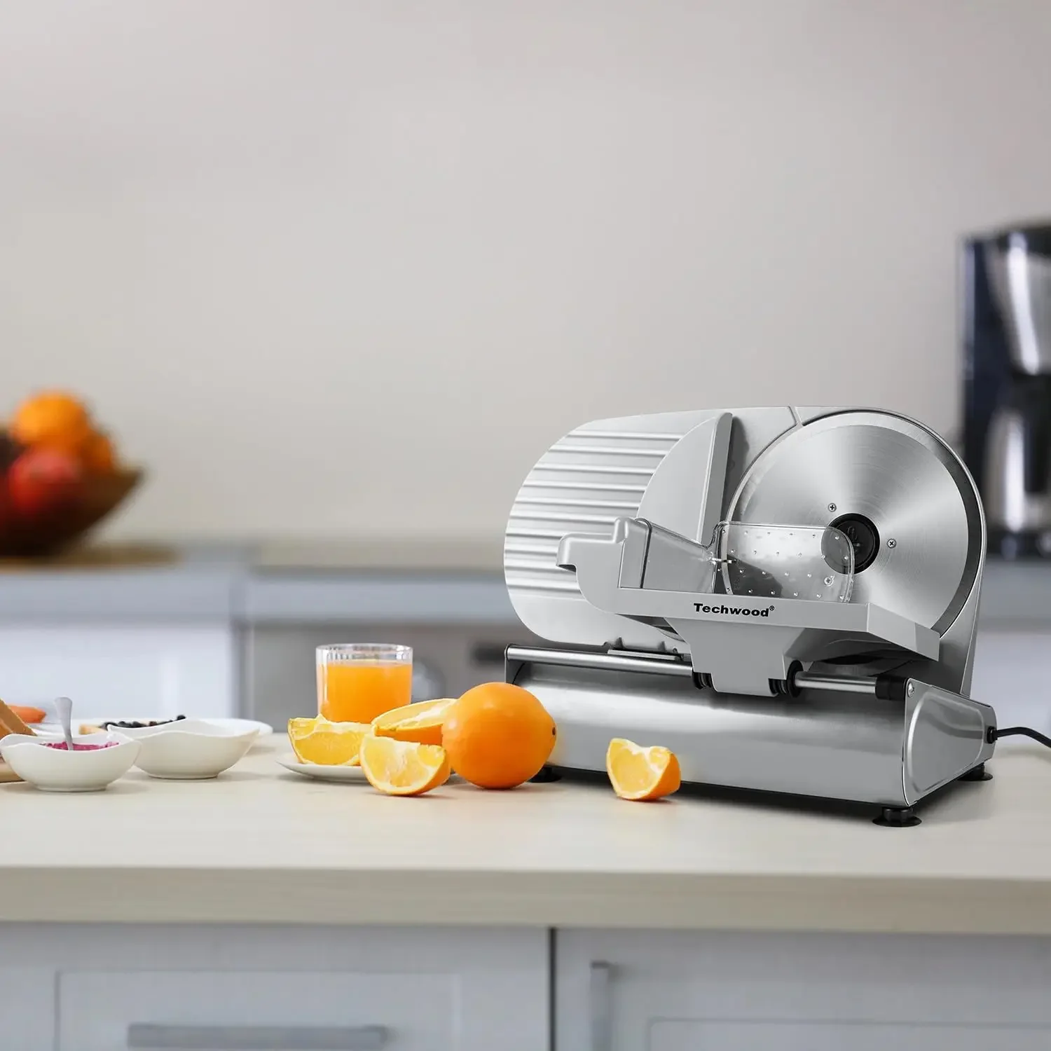 Electric Meat Slicer, 200W Electric Deli Food Slicer with 9” Removable Stainless Steel Blade & Adjustable Thickness Dia