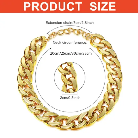 पालतू जानवरों के लिए आभूषण हार ABS प्लास्टिक स्टाइलिश गोल्ड डॉग चेन कॉलर छोटे मध्यम बड़े कुत्तों हस्की पिटबुल बुलडॉग पालतू सामान के लिए 8 best sales कुत्ते की चेन कॉलर - №8