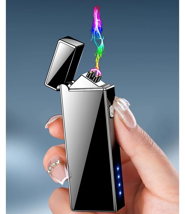 

New Long Strip Double Arc Lighter Metal Windproof Type-C Charging Cigarette Lighter Gift Cigarette Accessories