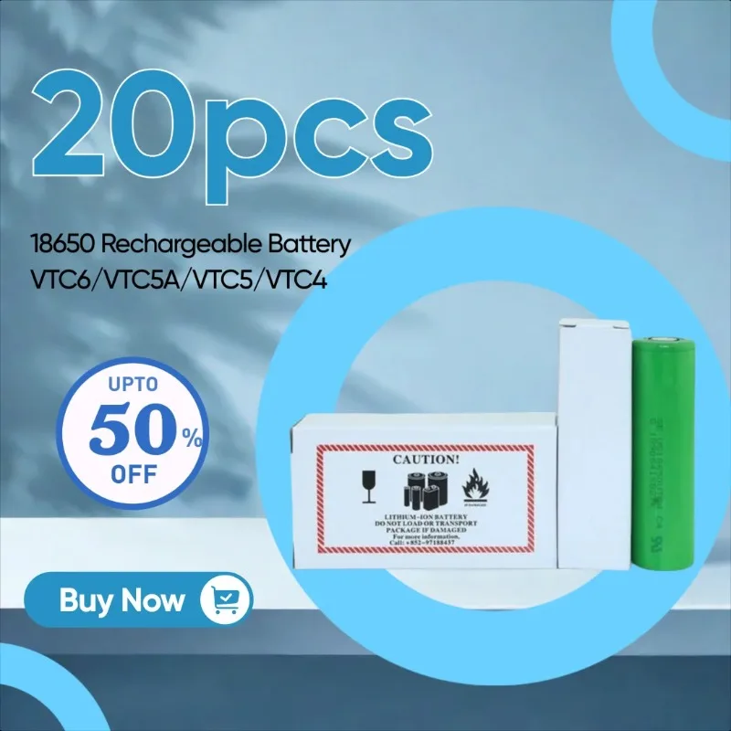 

20pcs 18650 Rechargeable Battery VTC6/VTC5A/VTC5/VTC4 3.7V 3000mAh Power Li-ion High Discharge Batteries for Electrical Tools