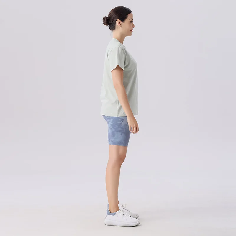 Women Fitness Quick Drying T-shirt Yoga Wear Sports Casual Round Neck Loose Stretch Short Sleeves Shirts for Summer