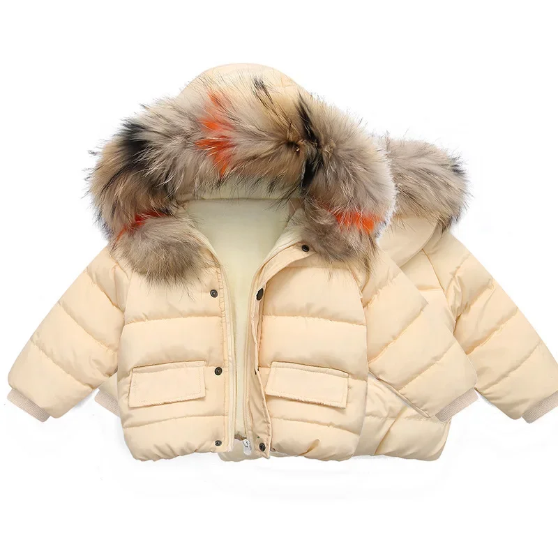 Hooded Children Outerwear Winter Warm Baby Girl Boy Down Jacket Solid Thicken Girl Boy Cotton Jacket Casual Coats Infant Clothes