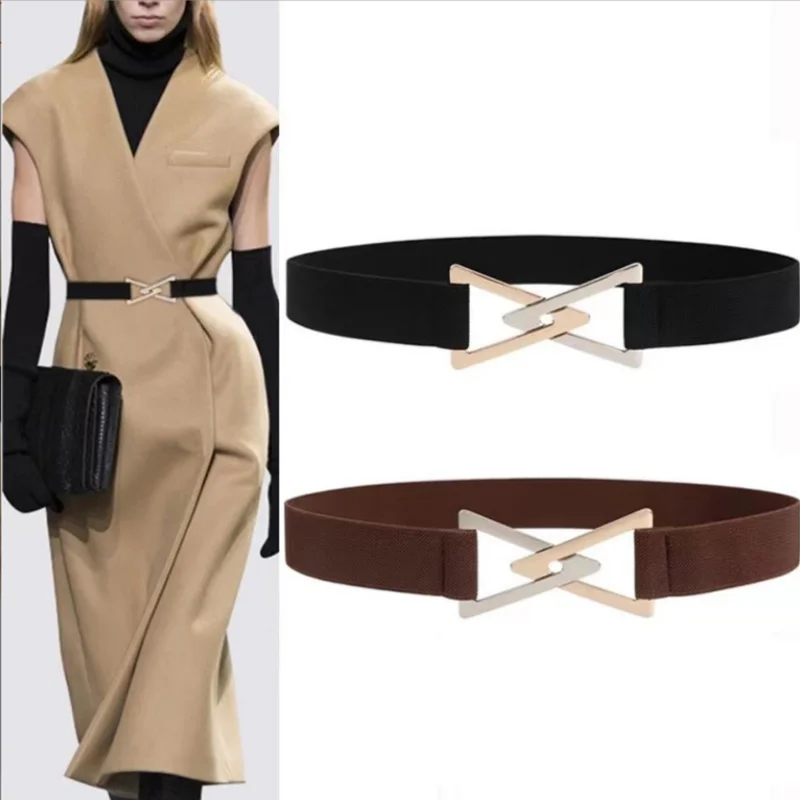 Fashion Elastic Belt Women Waistband Waist Strap Triangle Buckle Clothing Decoration Belts Adjustable
