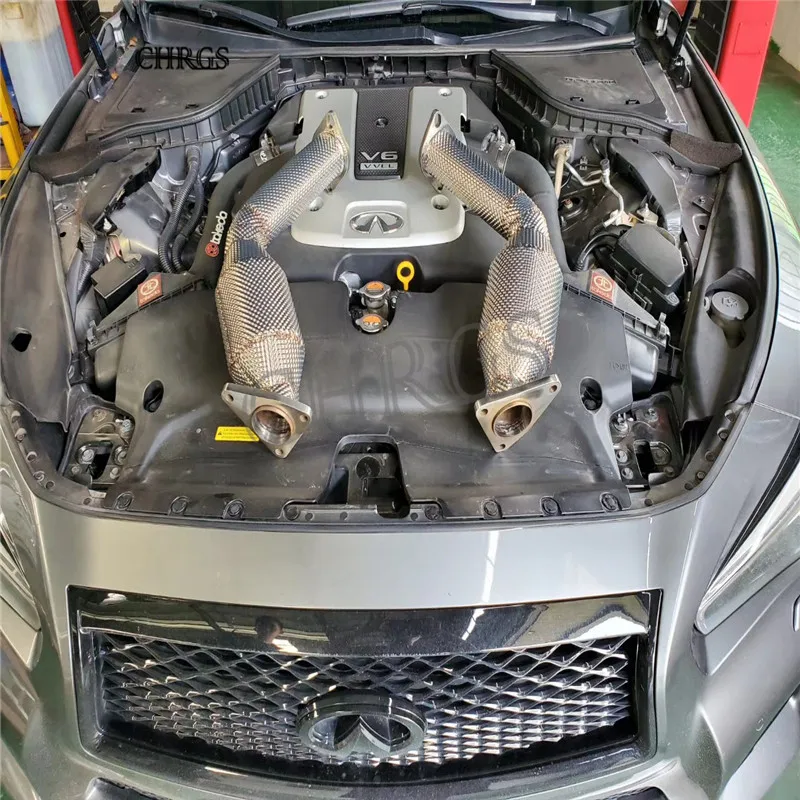 Downpipe Met Hitteschild Voor Infiniti G37 3.7 2009-2016 Rvs Auto Uitlaatsysteem Prestaties Fabriek Direct