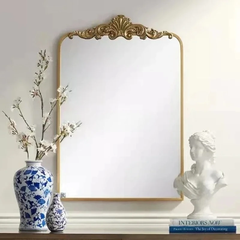 

Retro vanity mirror large makeup wall antique French wall hanging bathroom bathroom mirror