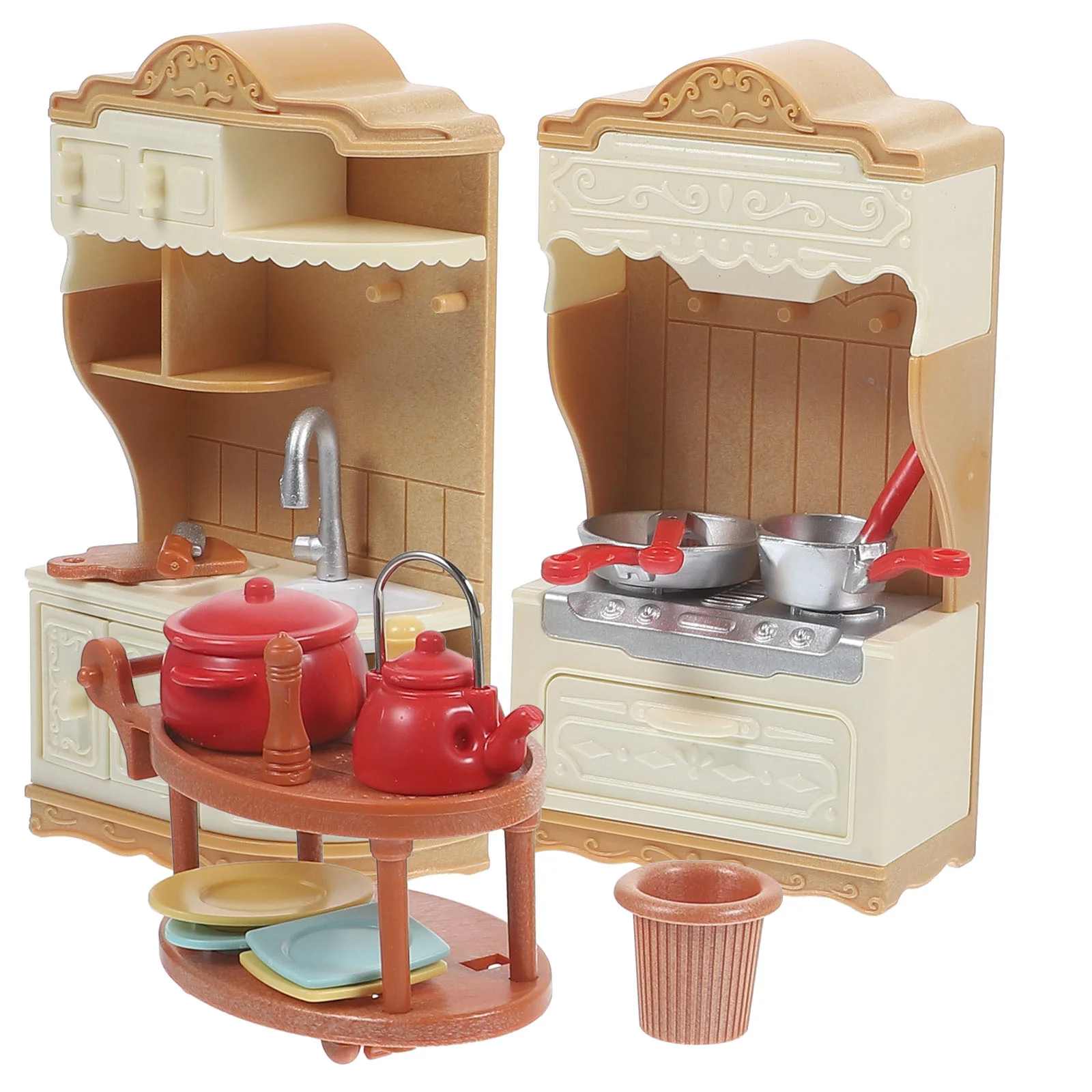 Dollhouse Kitchen Cabinet Toys Mini Ornaments Adornment Miniature Stove Plastic Landscape Adornments Baby Supply Accessories