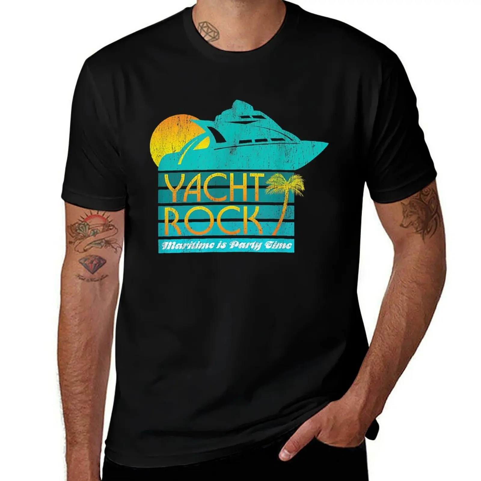 Yacht Rock Party Boat T-Shirt All Match Basic Short Sleeve Top T-Shirt