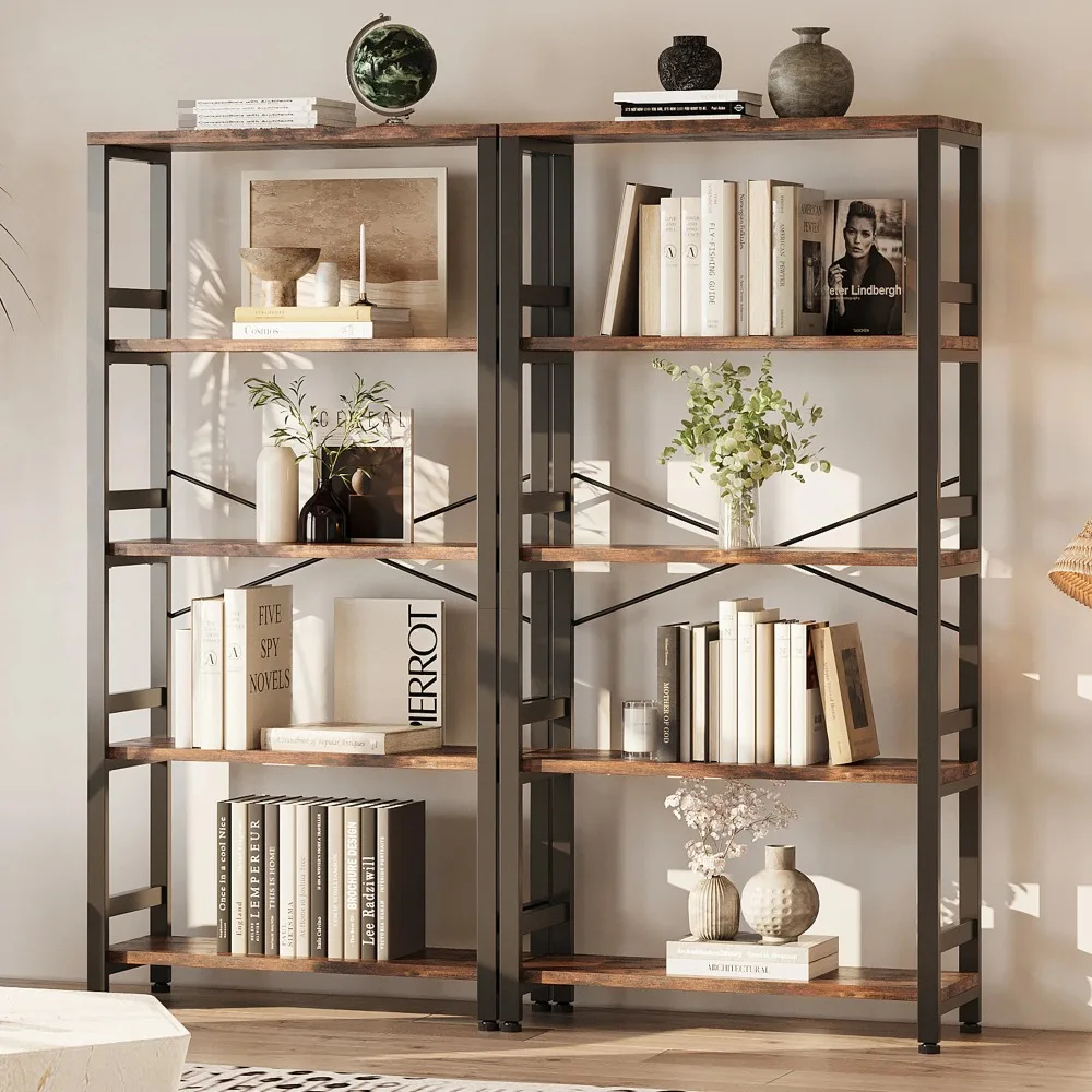 

Bookshelves and Bookcases,31.5in Wide Shelf 5-Tier Ladder Shelf 110lbs/shelf Vintage Industrial Style Bookcase