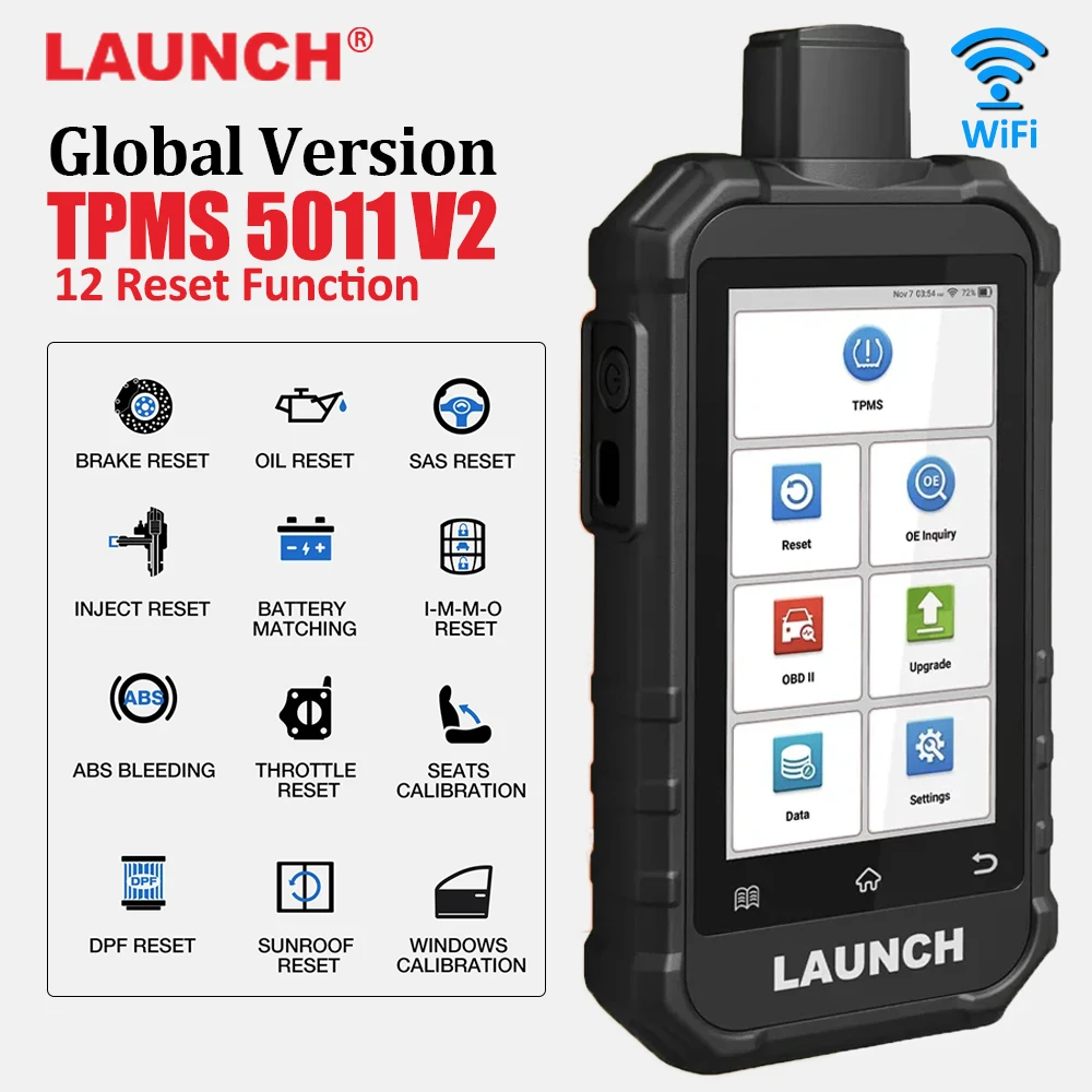 Launch TPMS 5011 V2 Tire Pressure Scanner X431 Creader Tire Pressure Sensor Scan Tool Supports All 315/433MHz with 12 Services