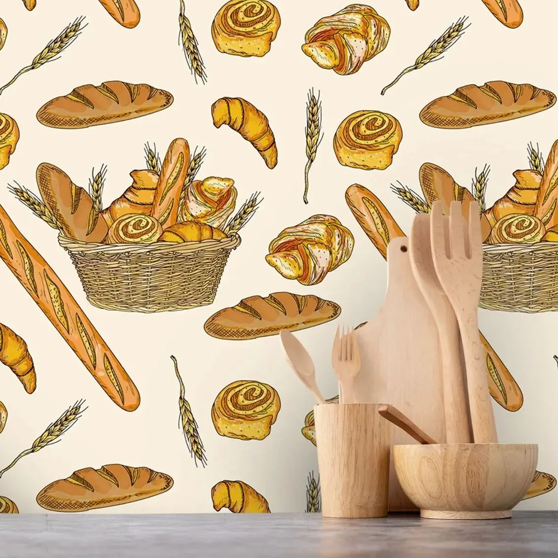 

Обои Bakery Peel and Stick Peel and Stick. Обои с узором для украшения кухни, самоклеящиеся или обычные, без наклеивания