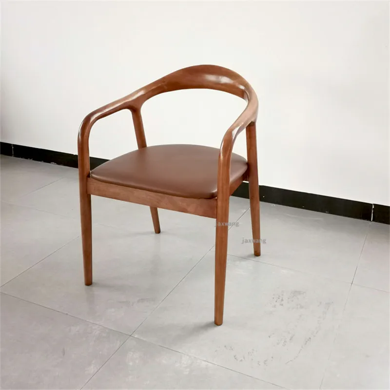 Nordic Home Solid Wood Backrest Dining Chairs Modern Bedroom Study Living Room Armchair Simple Kitchen Furniture Dining Chair L