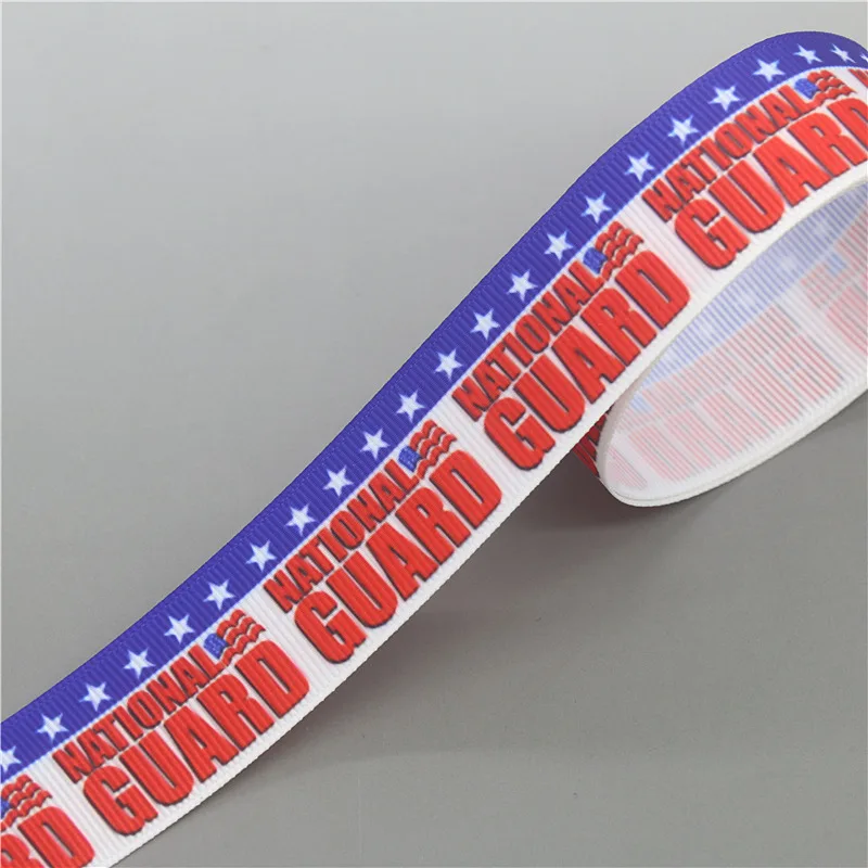 DHK 50yards Usa Army Guard Blue Brothers Dog Paw Printed Grosgrain Ribbon Accessories Headwear Collar DIY Sewing Craft S2547
