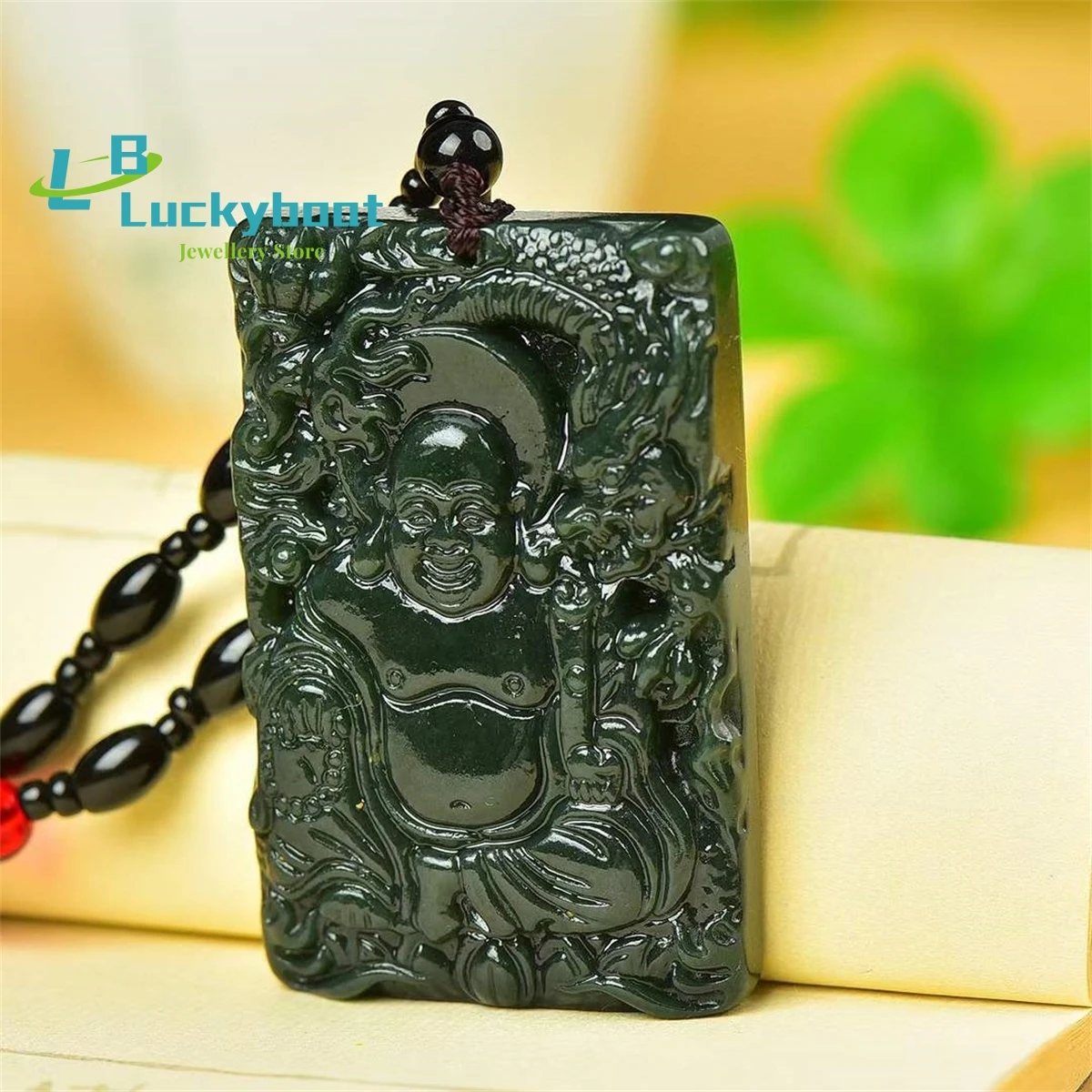 

Natural Hetian Qingyu Maitreya Smiling Buddha Pendant Simple and Generous Personalized Versatile for Men and Women