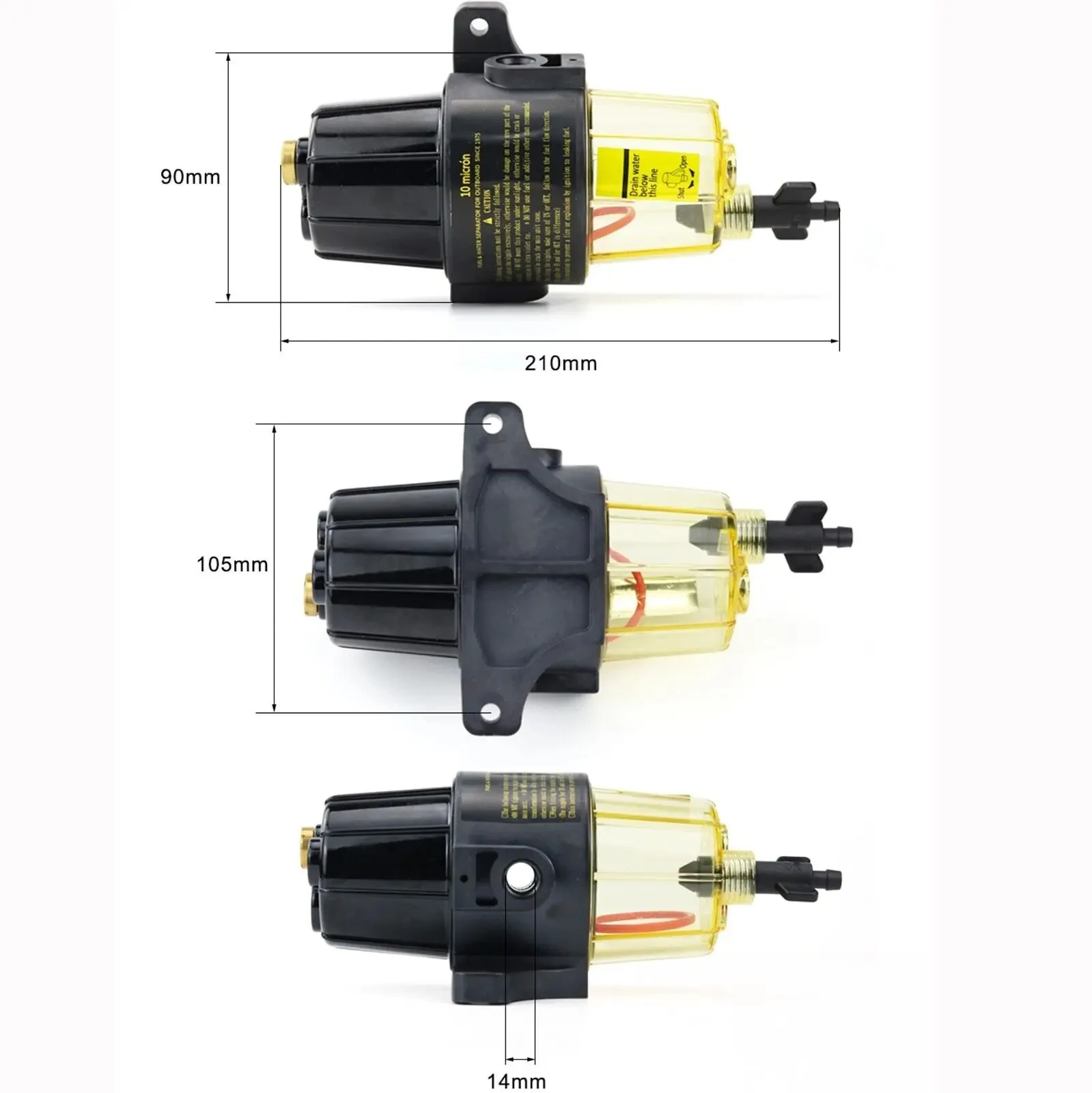 Fuel Filter UF-10K Water Separator Assembly with 2 Pcs Extra Filter Yacht boat diesel gasoline engine Outboard Motors Fuel Tank