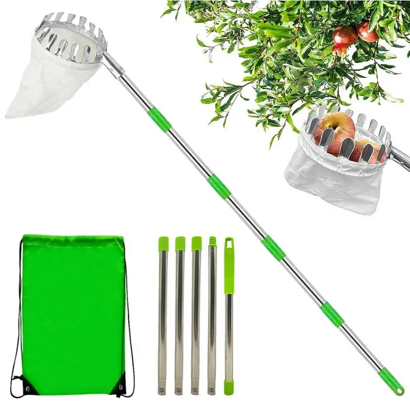 Fruit Picker with Telescopic Extendable Pole Fruit Picking Harvester Non Slip Grip Handle Garden Fruit Catcher Collection