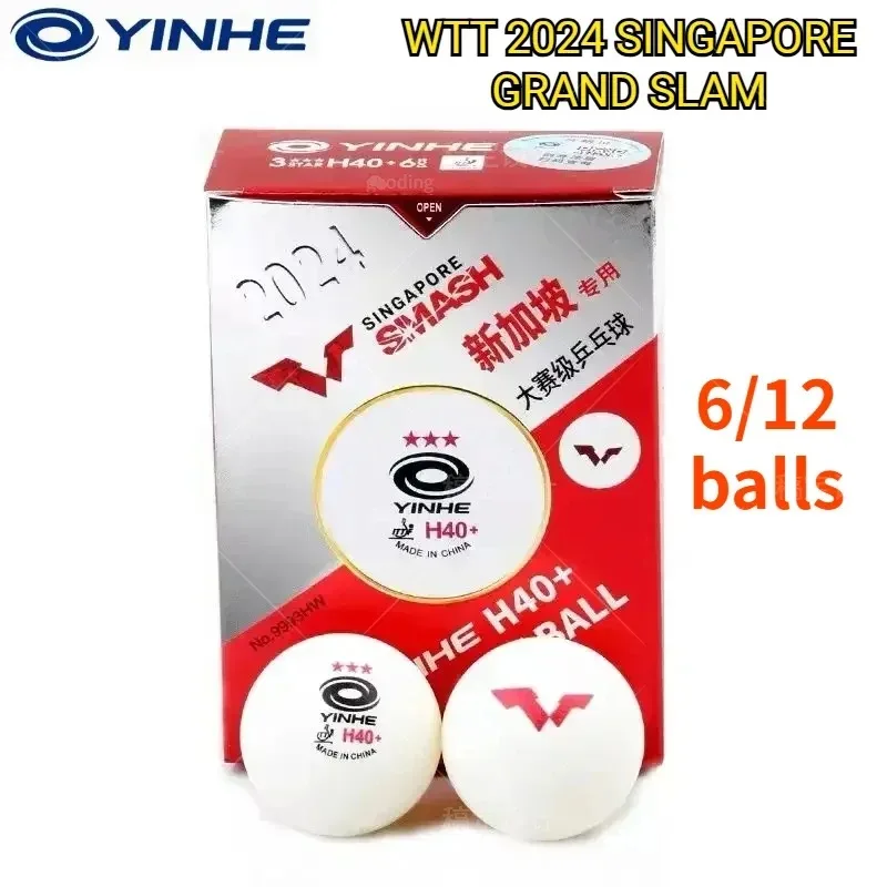 Yinhe WTT Ping Pong Balls Original 2024 Singapore Grand Slam Table Tennis Balls Seam H40+ ABS New Materials Ping Pong Balls