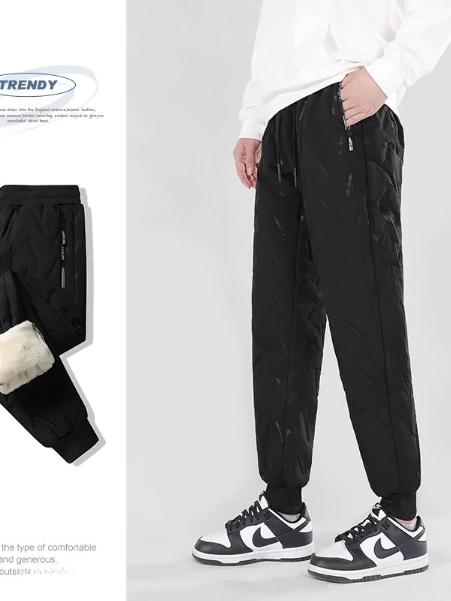 

Men's Winter down Pants Thick Warm Outdoor Casual Cotton Trousers White Duck down Waterproof New Arrival 2025 Youth Fashion