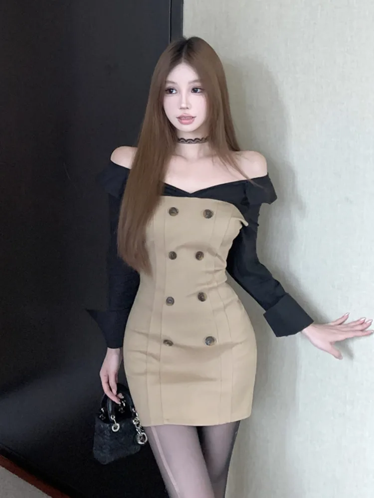 French Elegant Fashion Short Dresses For Women 2024 New Autumn Ladies Korean OL Work Dress Party Vestido Feminino Robe Femme