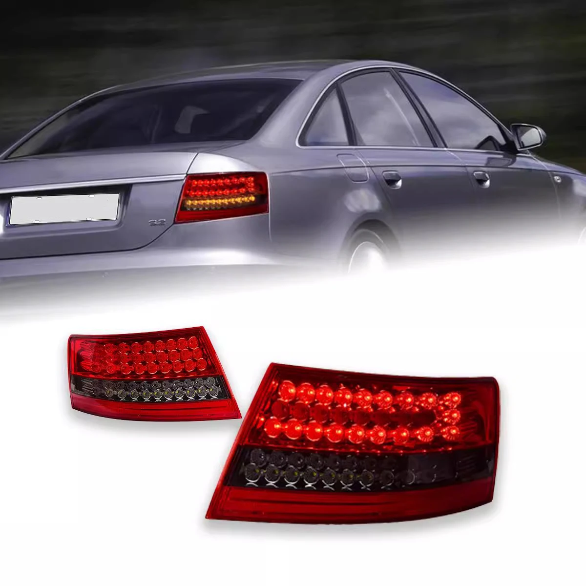 

Red Shell LED Tail Light Assembly Rear Left+Right Side Fit For Audi A6 C6 S6 2005-2008 Tail Brake Light Assembly Car Accessories