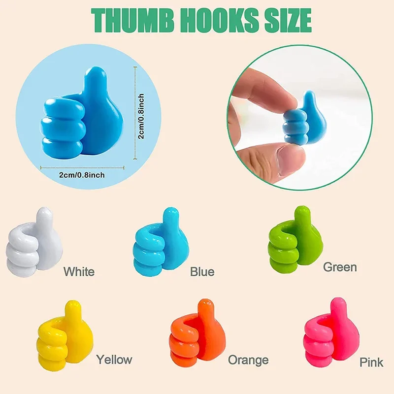 5/10Pcs Self Adhesive Silicone Thumb Wall Hooks Multifunctional Silicone Thumb Hooks for Cable Clip Key Home Hook Wall Storage