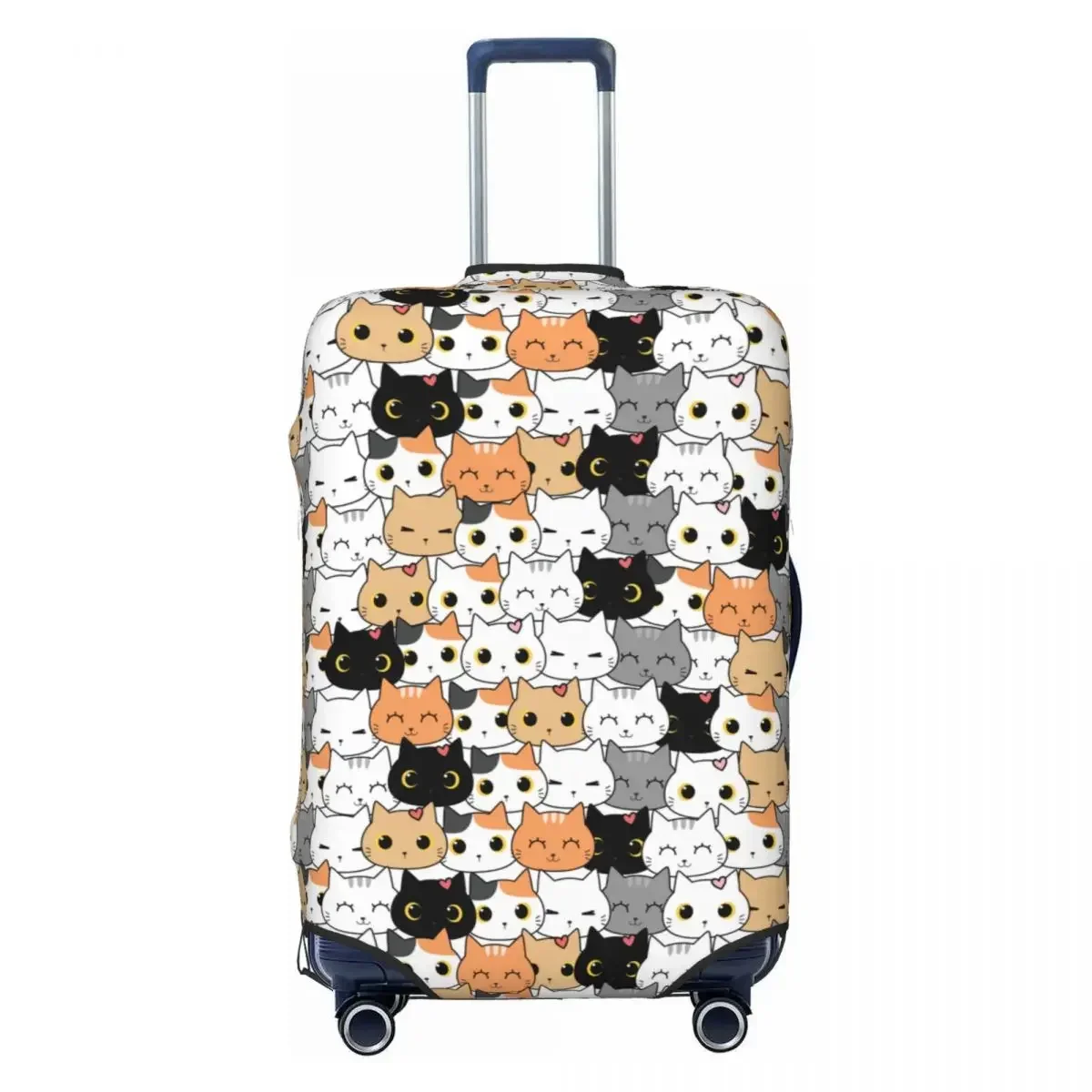 Custom Funny Cute Kitten Cat Doodle Luggage Cover Protector Dust Proof Travel Suitcase Covers