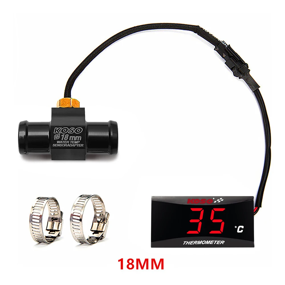 KOSO Motorrad Wassertemperatur Minimessgerät Universal LCD Digitaler Bildschirm Sensor Thermomete SAMCI Temperaturanzeige
