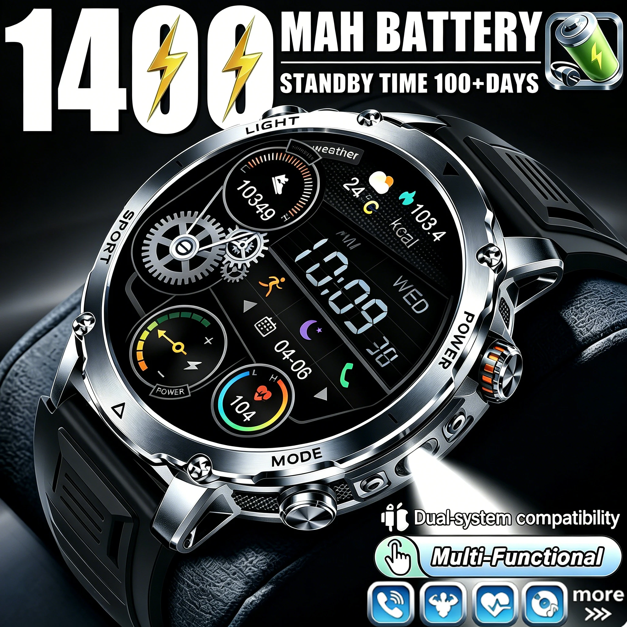 

2026 GPS Men Smart Watch 1400 mAh 1.7 Inch Screen Bluetooth Call Voice Assistant Watch Sport Fitness IP68 Waterproof Smartwatch