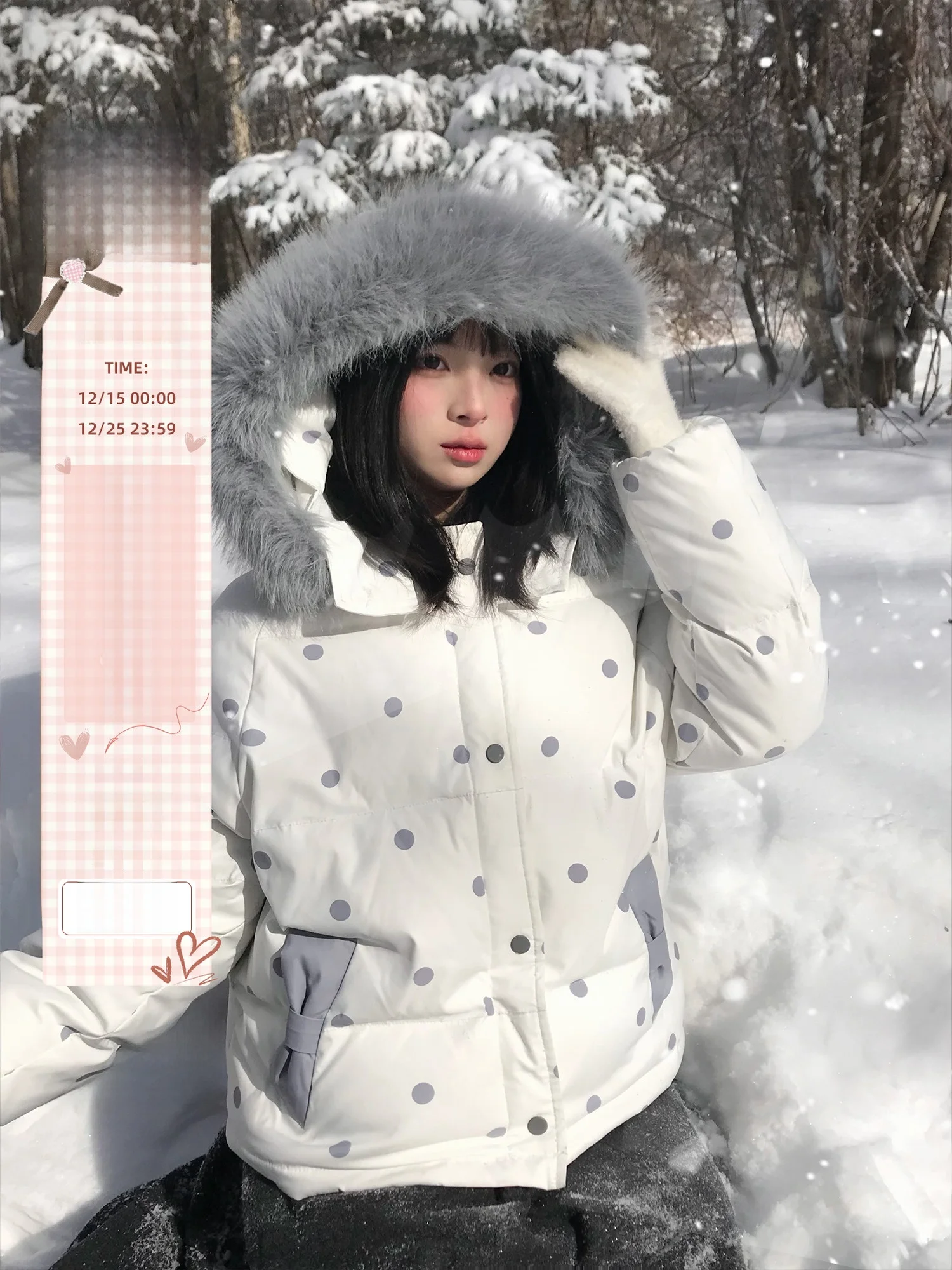 

BibiBency Thiened белое пуховое пальто Du, женская зимняя верхняя одежда, шляпа в горошек, пальто, теплое, пушистое, повседневное, ort Sle