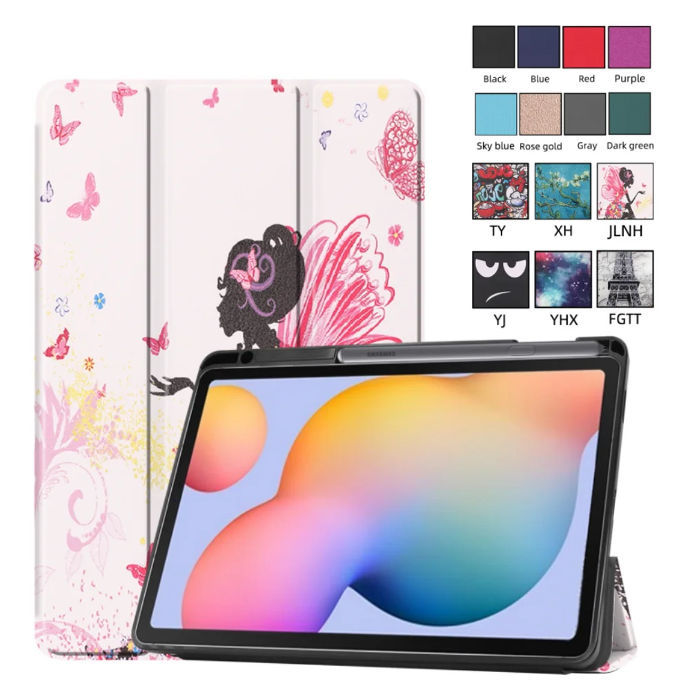 

Case for Samsung Galaxy Tab S6 Lite 10.4 inch SM-P620 P613 P610 10.4" TPU Leather Tri-Folding Stand Magnetic Cover with Pen Slot