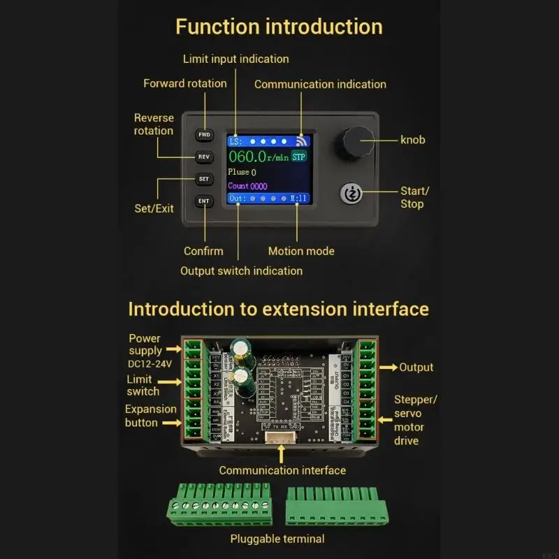 Stepper Motor Controller Module Color Display 4 Channel 500mA Driver For Machinery Automation And Industrial Tools 83CE