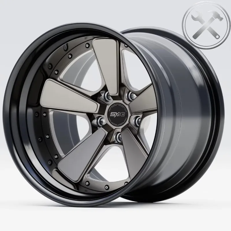 

Two-piece Five Spoke Forged Aluminum Alloy Car Wheels Custom PCD ET Color Center Hole Racing Auto Refit Rims