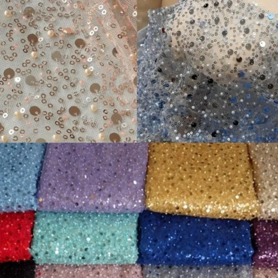 

New Production of Pearl Embroidery Sequins, Mesh Lace and Other Fabrics, Suitable for DIY Wedding Dresses, Stage Costumes