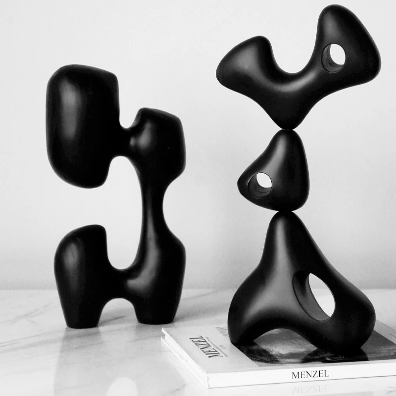 Designer Black Abstract Alien Art Geometric Ornament Modern Minimalist Model Room Living Room Entrance Decoration Accessories