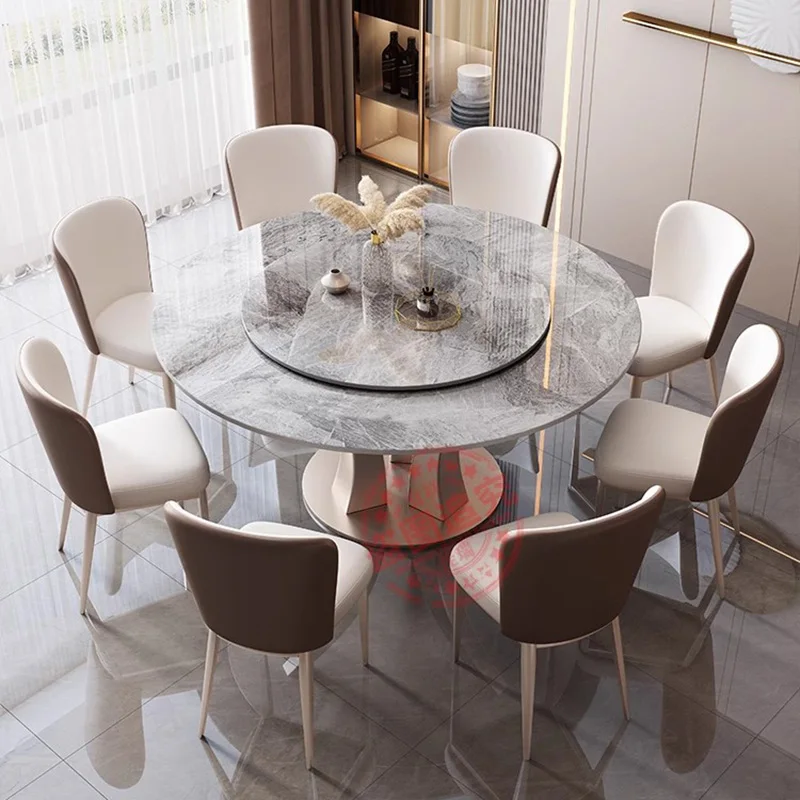 Round Marble Dining Table Nordic Luxury Style Kitchen Modern Dining Table Space Savers Design Mesas De Comedor Kitchen furniture